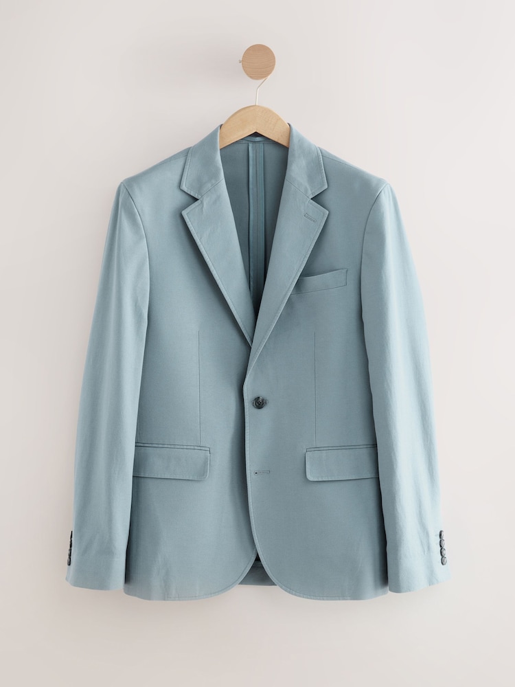 Niebieski - Slim Fit Cotton TENCEL™ Suit Jacket - Image 6 of 10