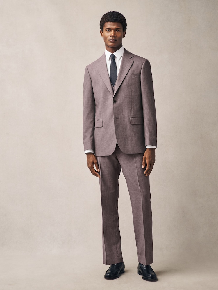 Pink Regular Fit Textured Suit Trousers - Image 2 of 10 Pink Regular Fit Textured Suit Trousers - Image 2 of 10