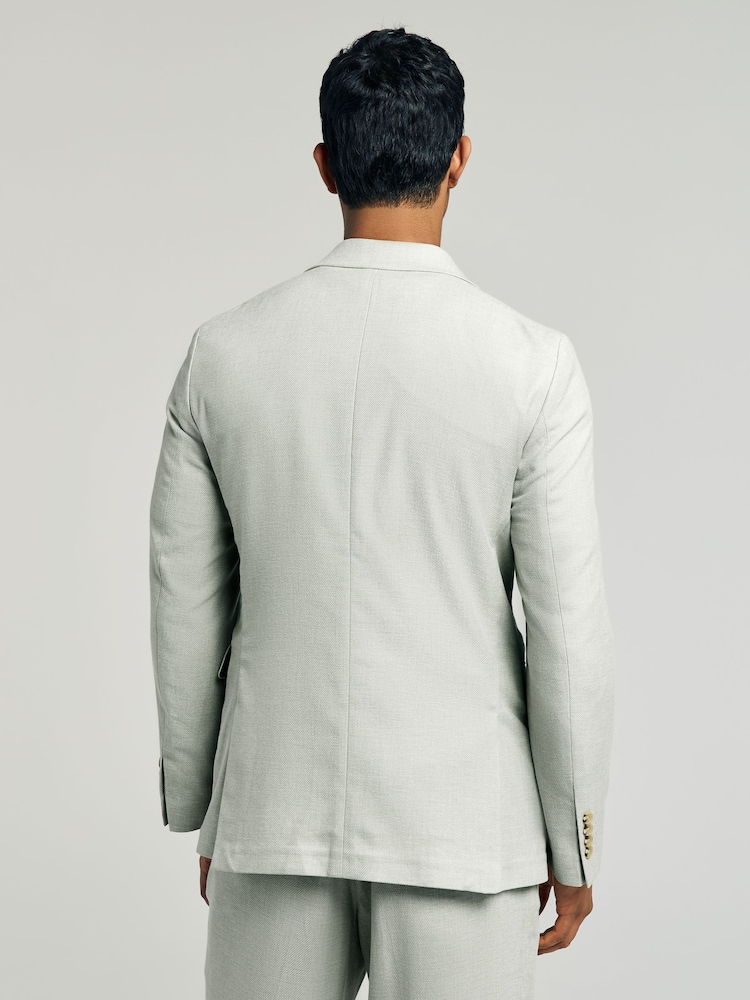 Vert - Veste de costume en lin Blend texturé - Image 3 of 9