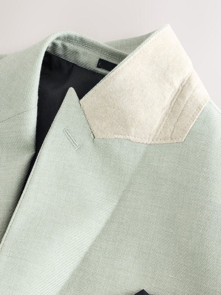 Vert - Veste de costume en lin Blend texturé - Image 7 of 9