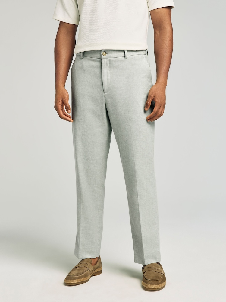 Green Linen Blend Texture Suit Trousers - Image 1 of 10 Green Linen Blend Texture Suit Trousers - Image 1 of 10