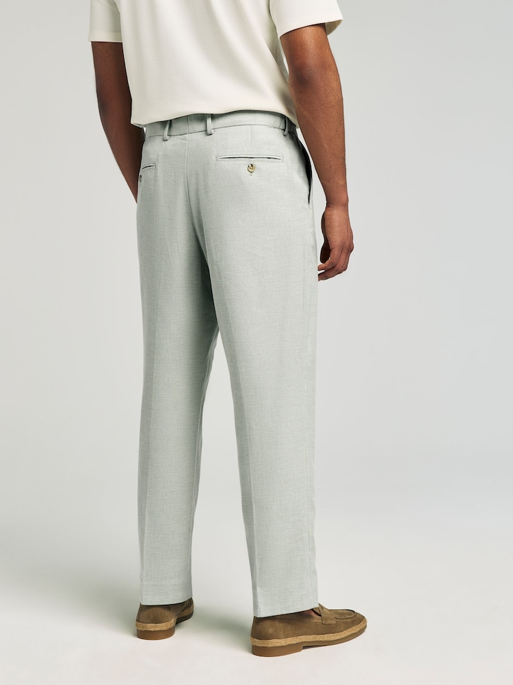 Green Linen Blend Texture Suit Trousers - Image 3 of 10