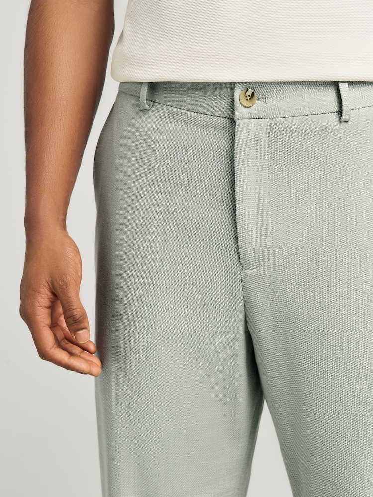 Green Linen Blend Texture Suit Trousers - Image 4 of 10