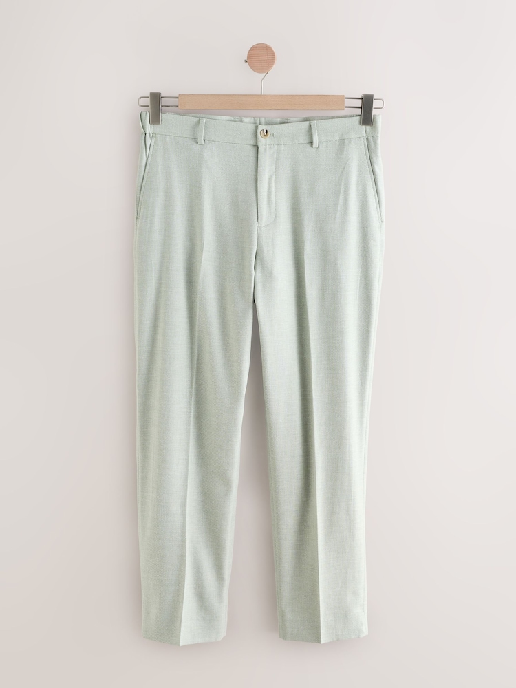 Green Linen Blend Texture Suit Trousers - Image 5 of 10
