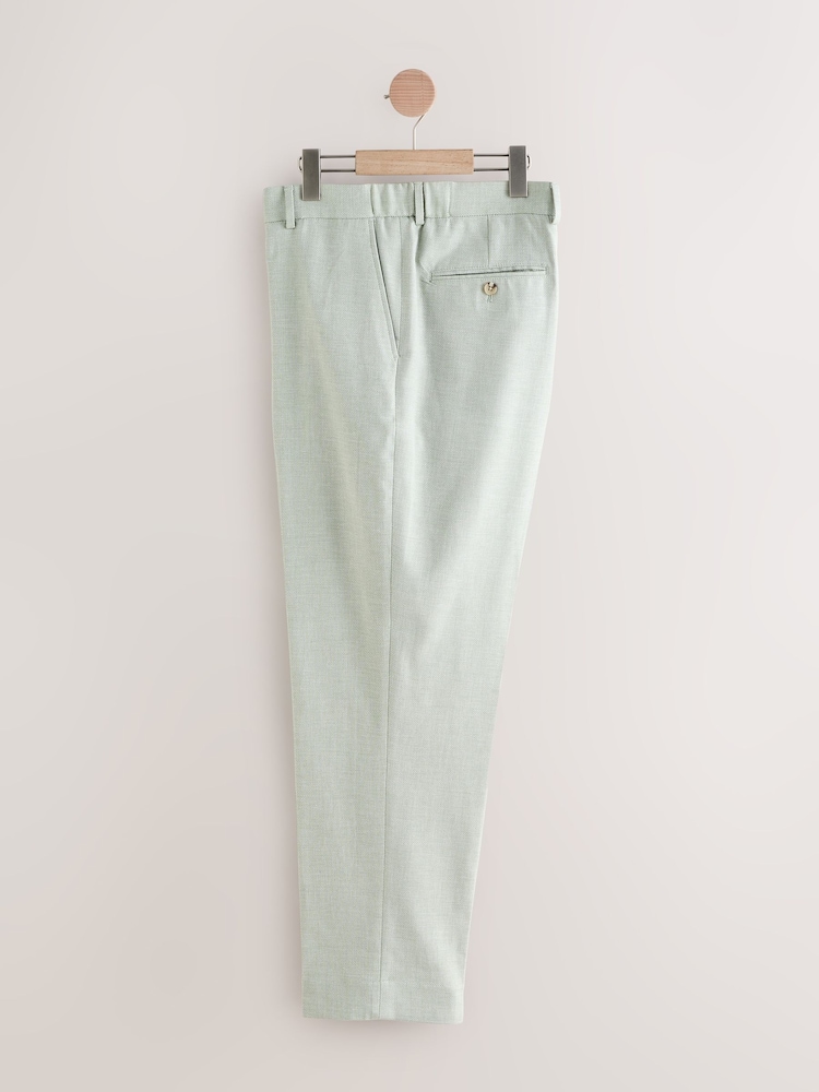 Green Linen Blend Texture Suit Trousers - Image 6 of 10