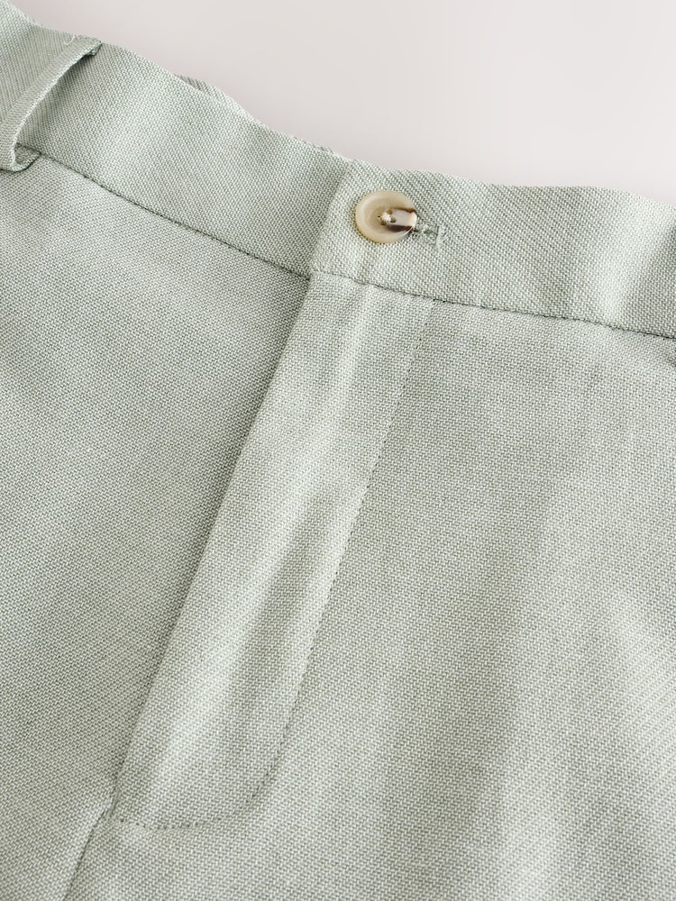 Green Linen Blend Texture Suit Trousers - Image 8 of 10
