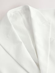 White Slim Fit Linen Blend Suit Jacket - Image 6 of 8