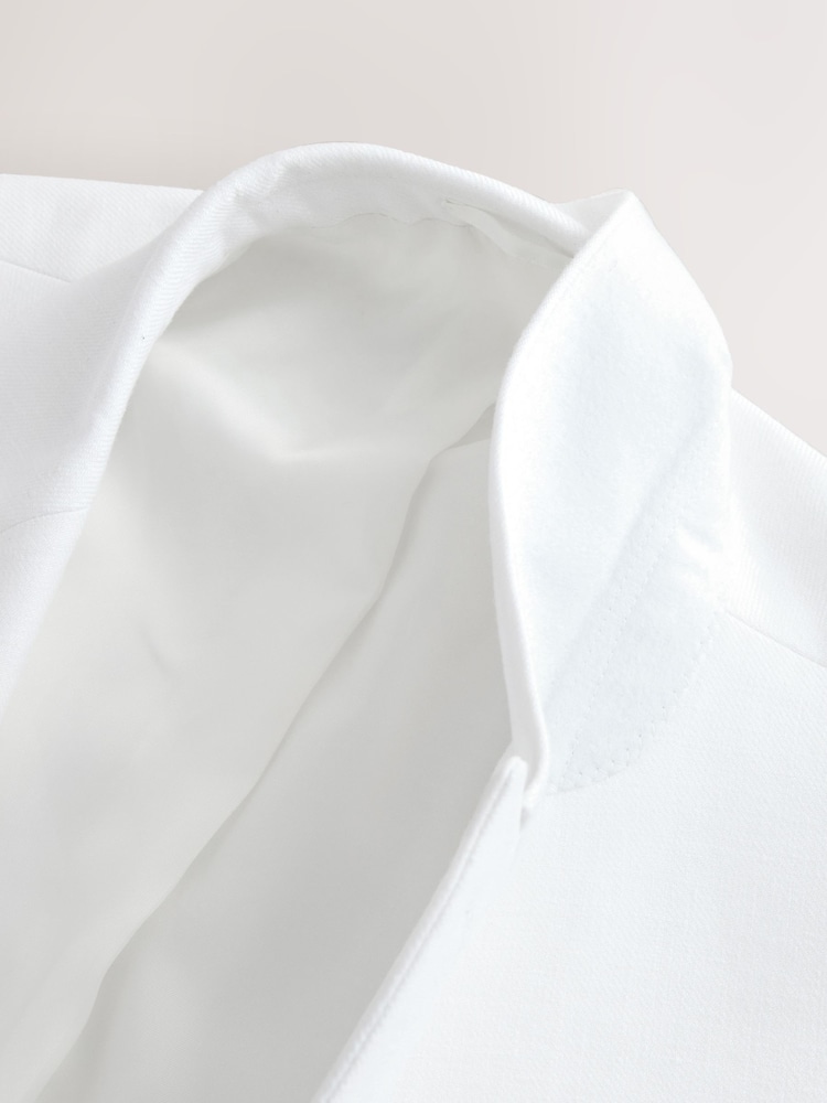White Slim Fit Linen Blend Suit Jacket - Image 8 of 8