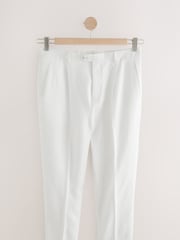White Slim Fit Linen Blend Suit Trousers - Image 5 of 9