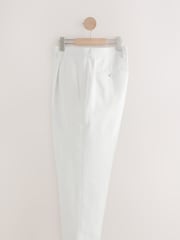White Slim Fit Linen Blend Suit Trousers - Image 6 of 9