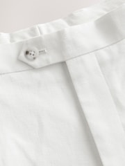 White Slim Fit Linen Blend Suit Trousers - Image 8 of 9