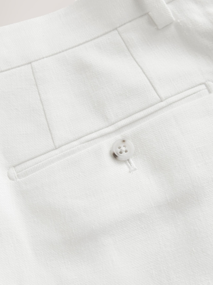White Slim Fit Linen Blend Suit Trousers - Image 9 of 9 White Slim Fit Linen Blend Suit Trousers - Image 9 of 9