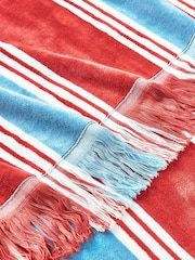 Christy Earth Red College Stripe Fringed Beach Towel - Image 3 of 3