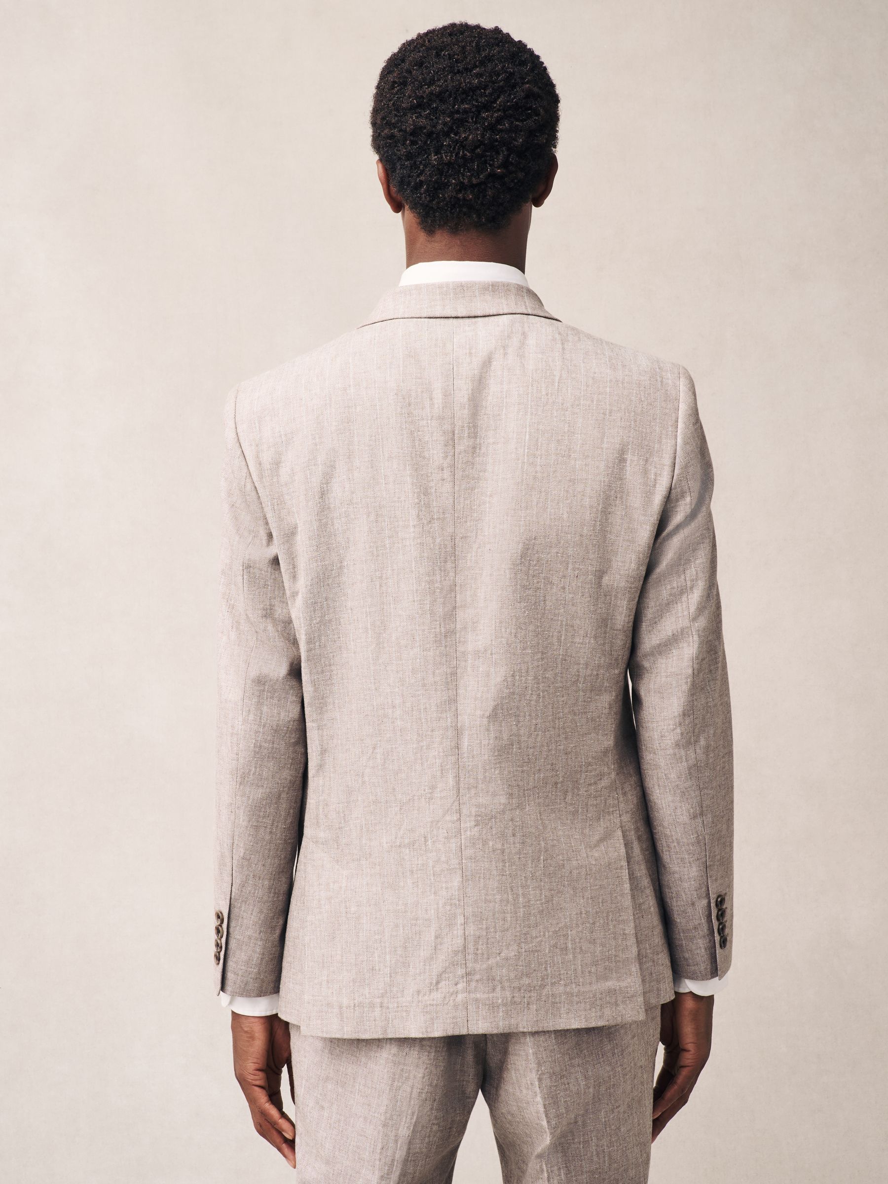 Buy Stone Striped Linen Blend Tailored Fit Suit Jacket from Next