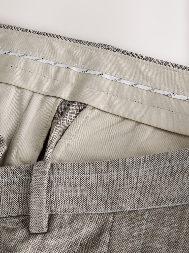 Stone Striped Linen Blend Tailored Fit Suit Trousers - Image 11 of 11