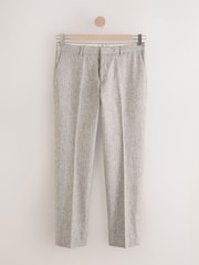 Stone Striped Linen Blend Tailored Fit Suit Trousers - Image 6 of 11