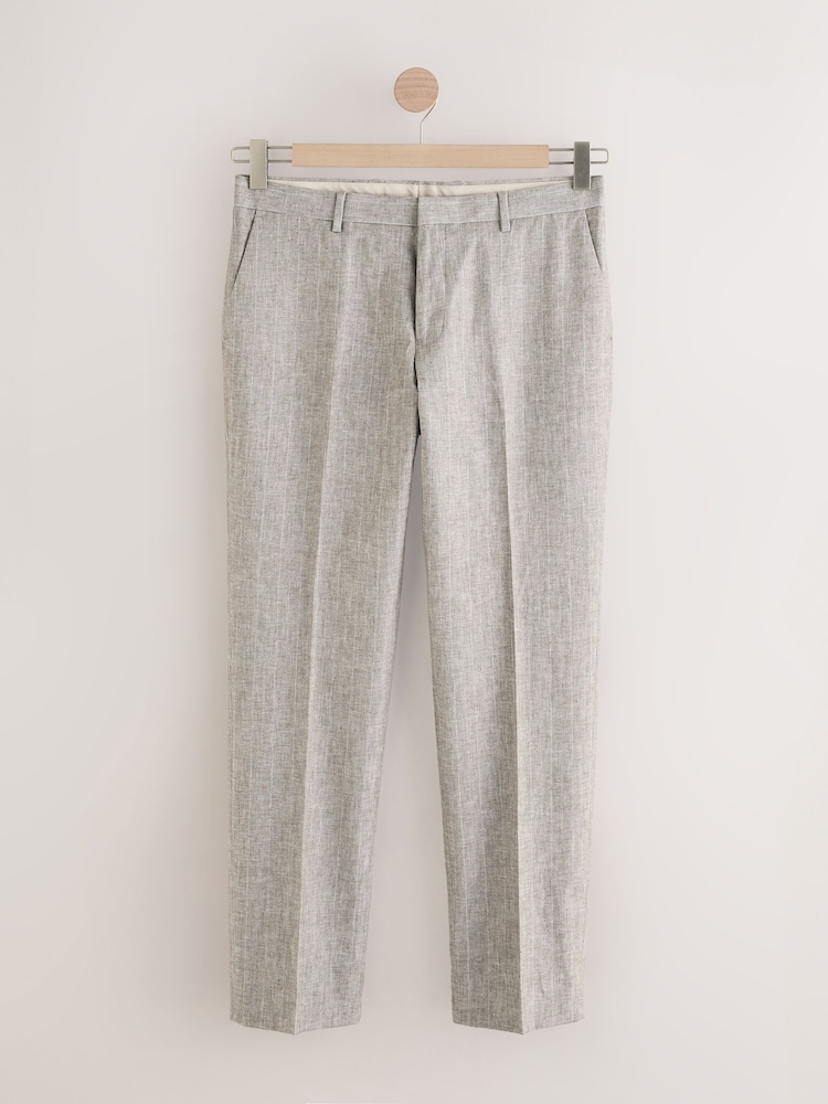 Buy Stone Striped Linen Blend Tailored Fit Suit Trousers from Next USA
