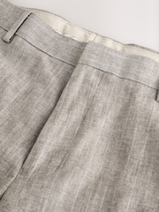 Stone Striped Linen Blend Tailored Fit Suit Trousers - Image 9 of 11