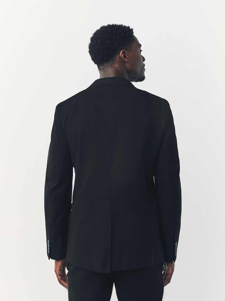 Czarny - Slim Fit Cotton TENCEL™ Suit Jacket - Image 3 of 10