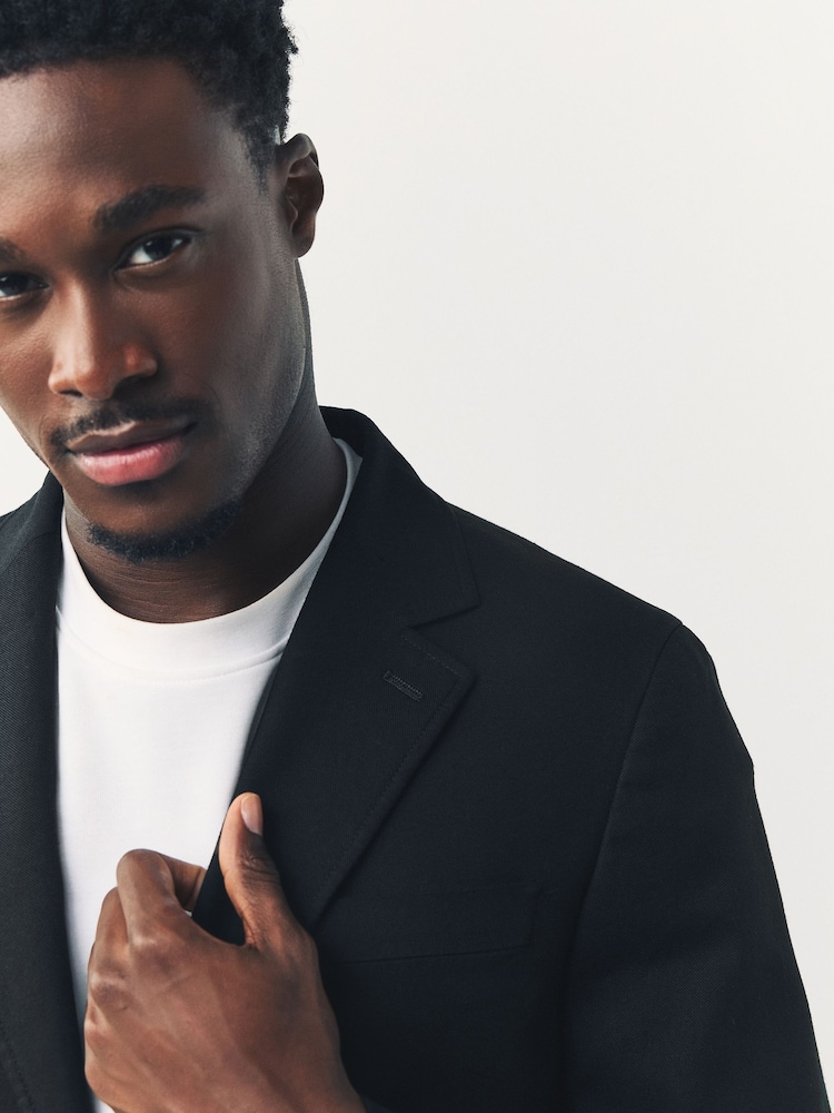 Czarny - Slim Fit Cotton TENCEL™ Suit Jacket - Image 4 of 10