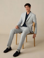 Bleu - Veste de costume slim en seersucker rayée - Image 2 de 8