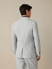 Bleu - Veste de costume slim en seersucker rayée - Image 3 de 8