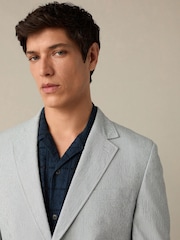 Bleu - Veste de costume slim en seersucker rayée - Image 4 de 8
