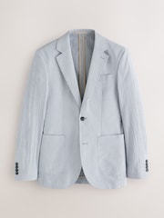 Bleu - Veste de costume slim en seersucker rayée - Image 5 de 8