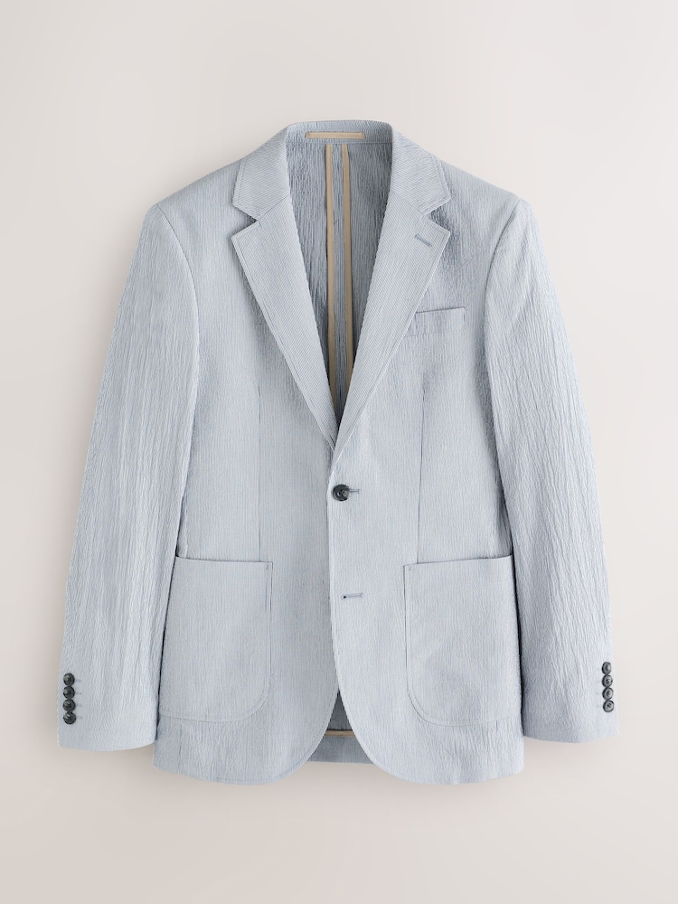 Bleu - Veste de costume slim en seersucker rayée - Image 5 of 8