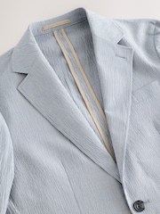 Bleu - Veste de costume slim en seersucker rayée - Image 6 de 8
