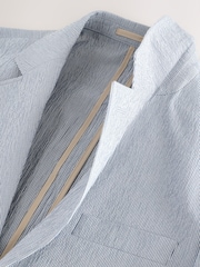 Bleu - Veste de costume slim en seersucker rayée - Image 7 de 8