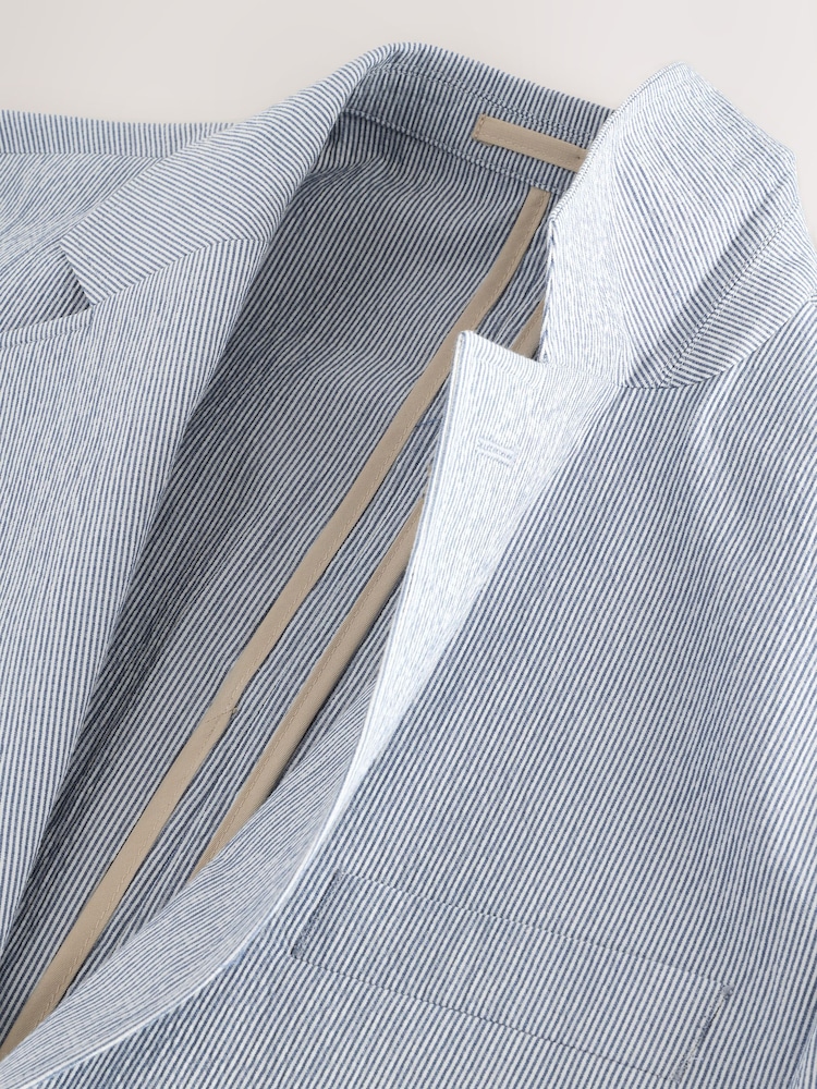 Bleu - Veste de costume slim en seersucker rayée - Image 7 of 8