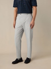 Blue Slim Fit Striped Seersucker Suit Trousers - Image 1 of 5