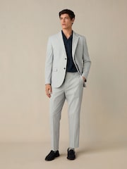 Blue Slim Fit Striped Seersucker Suit Trousers - Image 2 of 5