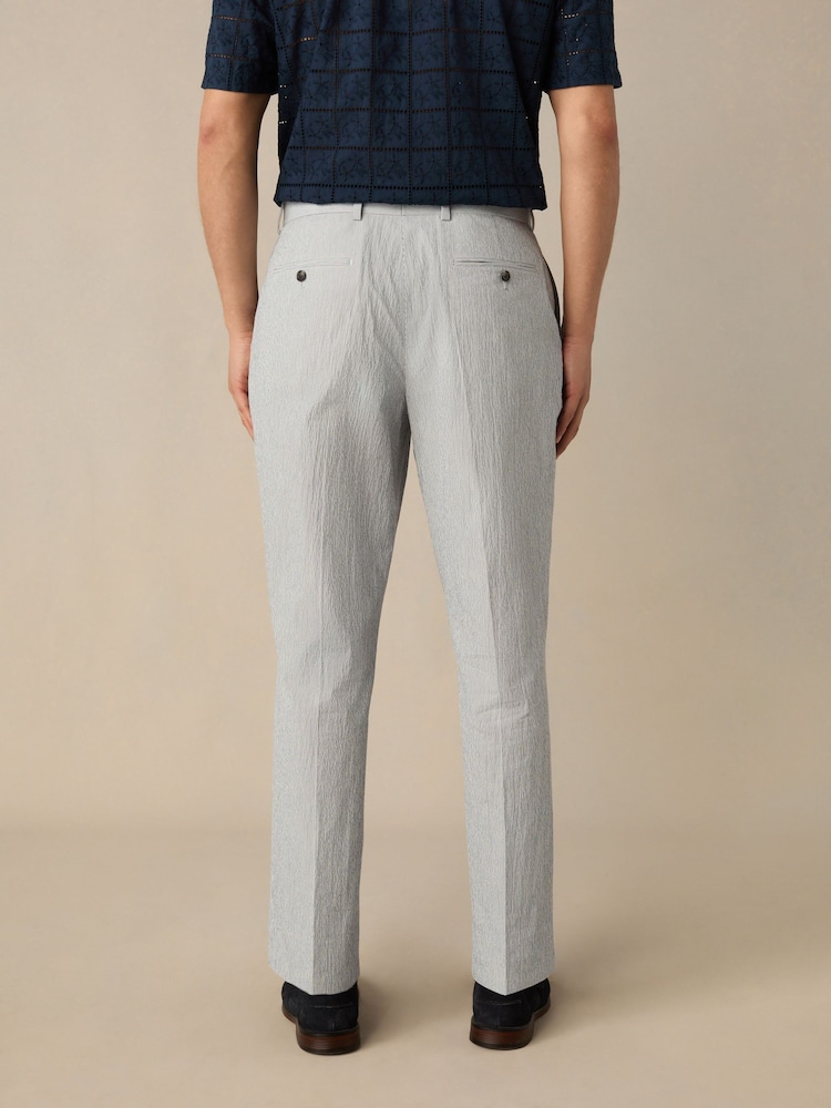 Bleu - Pantalon de costume slim en seersucker rayé - Image 3 of 5