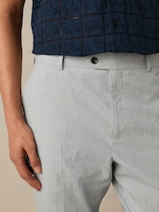 Blue Slim Fit Striped Seersucker Suit Trousers - Image 5 of 5