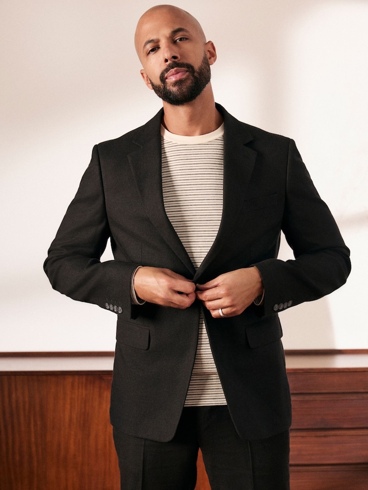Noir - Slim Fit Linen-Blend Suit Jacket - Image 7 of 13