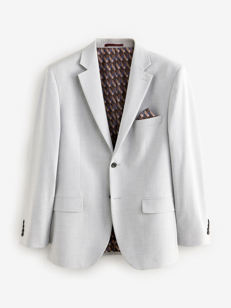 Grey Muscle Fit Motionflex Stretch Suit Jacket - Image 8 of 12