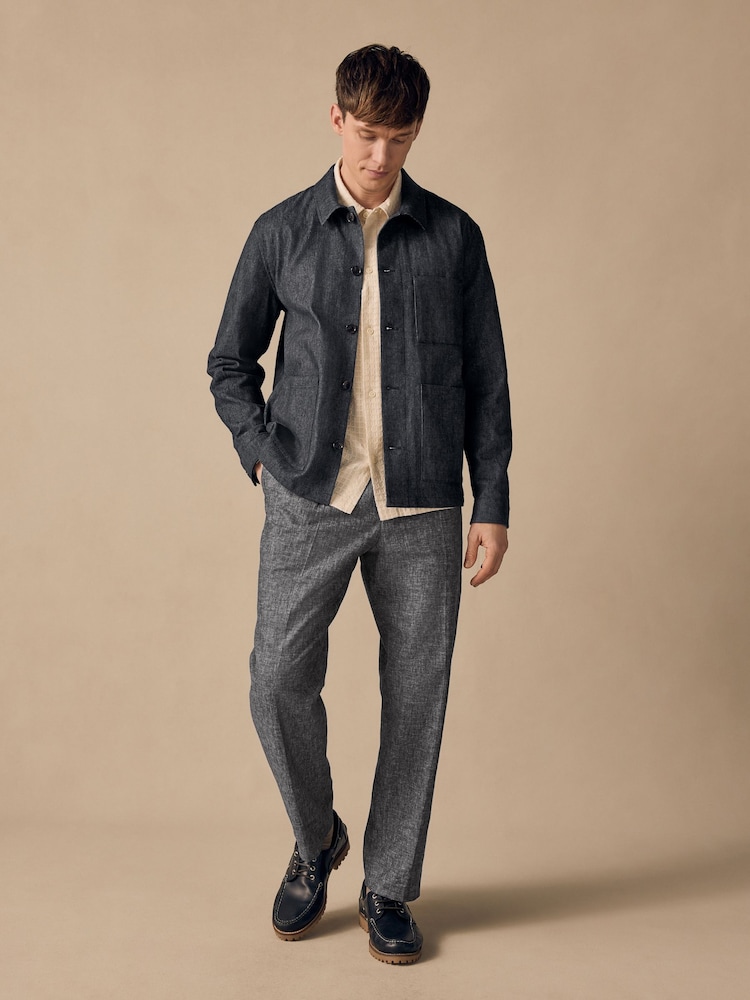 Синий - Denim Look Suit Shacket - Изображение 2 из 11