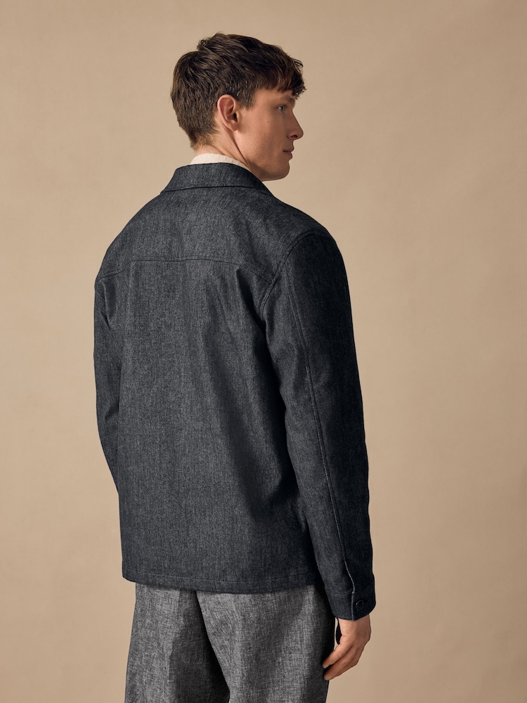 Niebieski - Denim Look Suit Shacket - Image 3 of 11