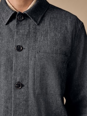 Синий - Denim Look Suit Shacket - Изображение 4 из 11