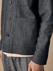Синий - Denim Look Suit Shacket - Изображение 6 из 11