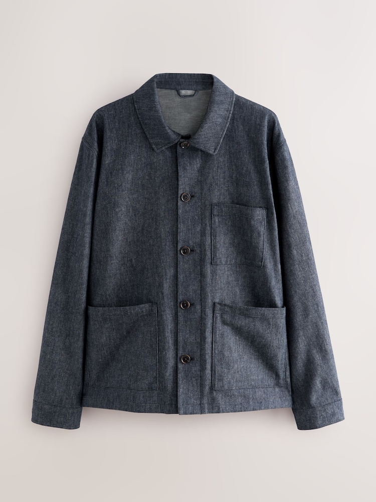 Niebieski - Denim Look Suit Shacket - Image 8 of 11