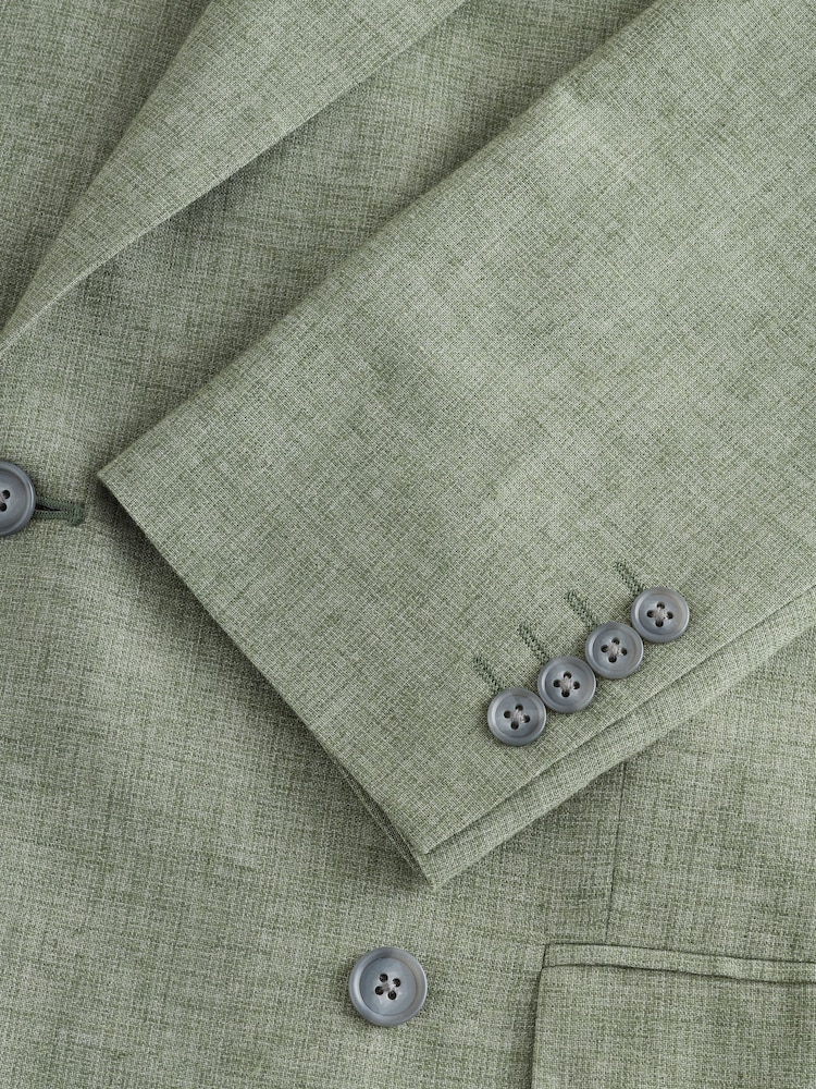 Green Tailored Fit Textured Linen Double Breasted Suit Jacket - Image 6 of 6 Green Tailored Fit Textured Linen Double Breasted Suit Jacket - Image 6 of 6