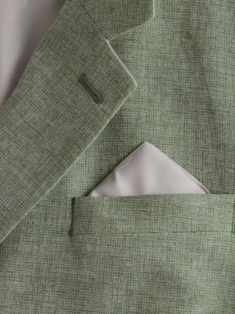 Vert - Tailored Fit Textured Linen Double Breasted Suit Jacket - Image 9 of 10