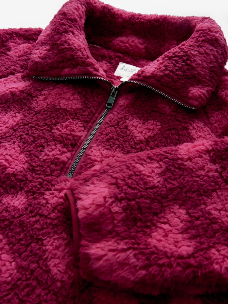 Pink Heart Borg Half Zip Jacket - Image 2 of 3