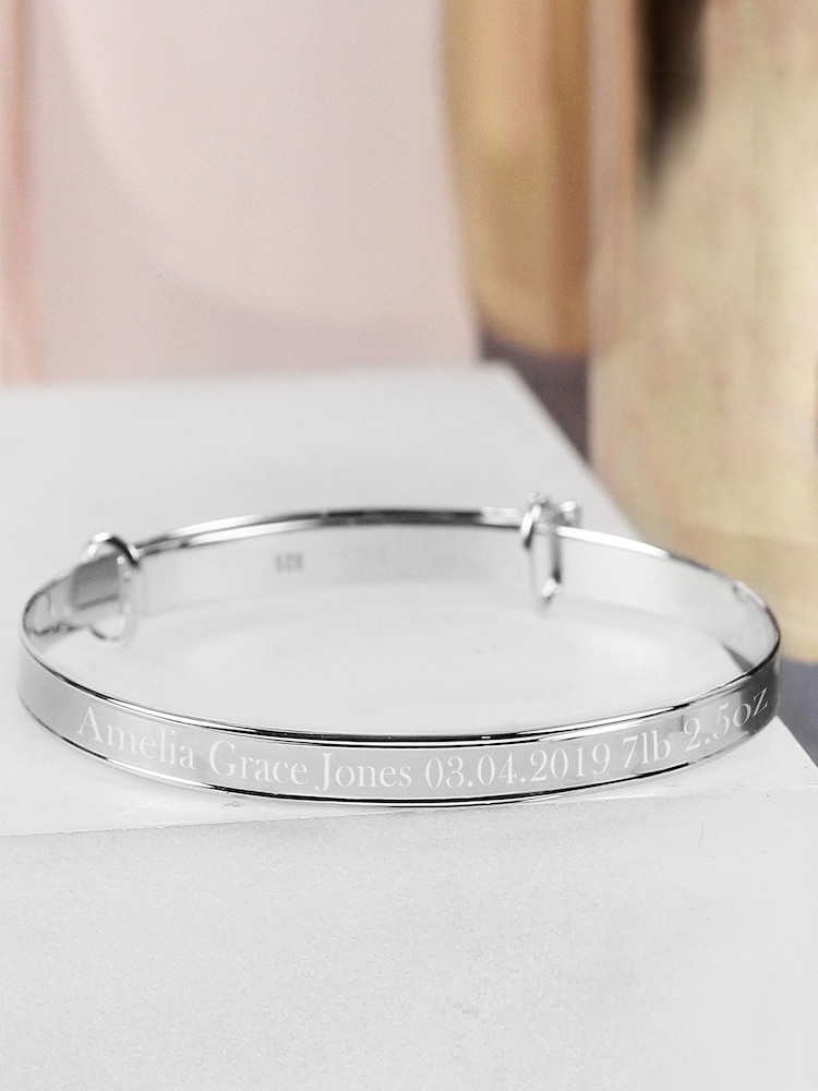 PMC Silver Personalised Sterling Childs Expanding Diamante Star Bracelet - Image 3 of 3