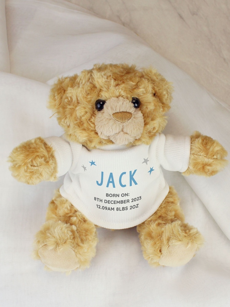 Personalised Blue Name & Message Teddy Bear by PMC - Image 1 of 3