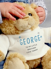 Personalised Blue Name & Message Teddy Bear by PMC - Image 2 of 3