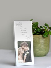 Personalised Small Floral 2x3 Silver Photo Frame by PMC - Image 3 of 3